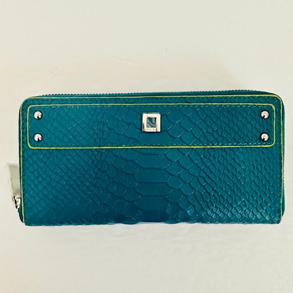 Lodis Handbags - LODIS IRIS PYTHON EMBOSSED ZIP AROUND WALLET BLUE